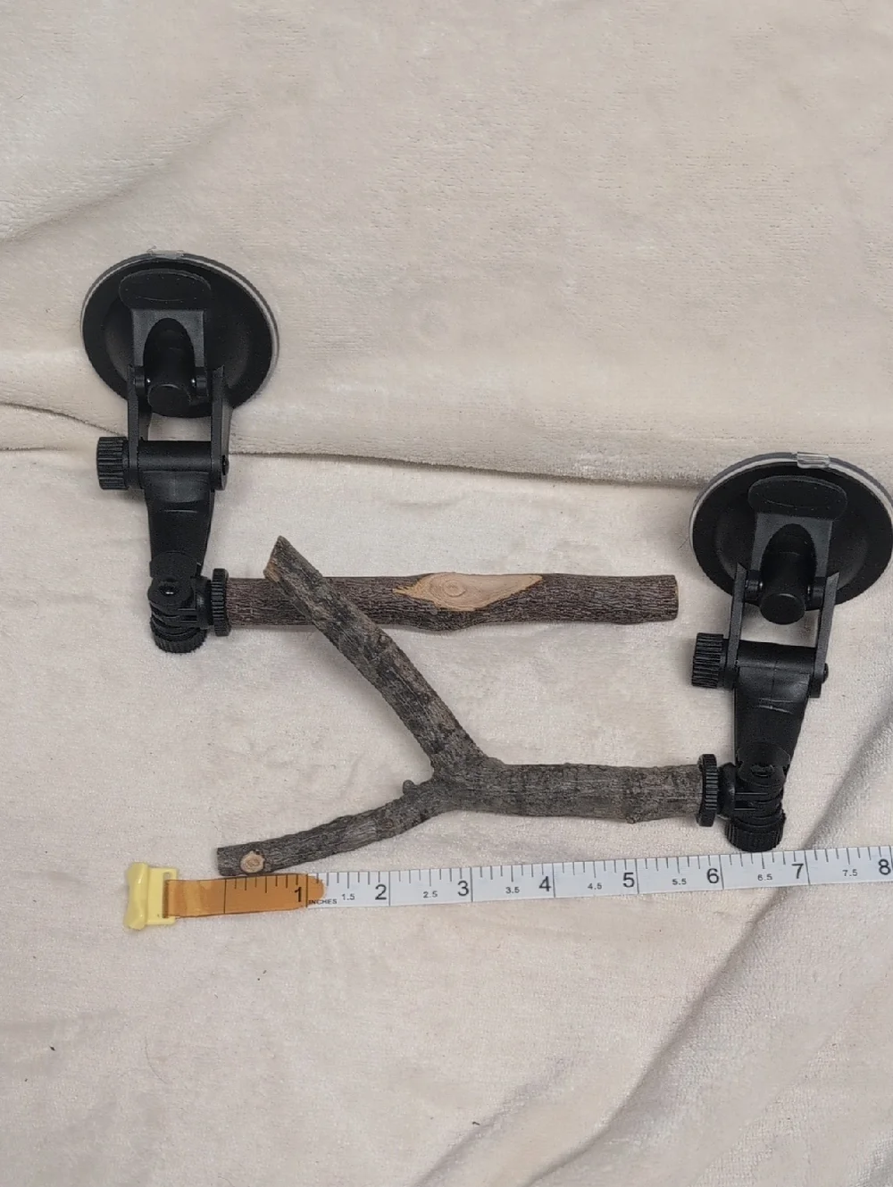 Adjustable Suction Cup Perch with Natural Wood Branch